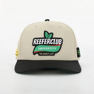 OEM Custom 5 -paneeli kaareva reunan puuvillan baseball -korkki, keskiprofiiliurheilu Gorras, 3D Puff -kirjonta -logo rakenteellinen isä hattu